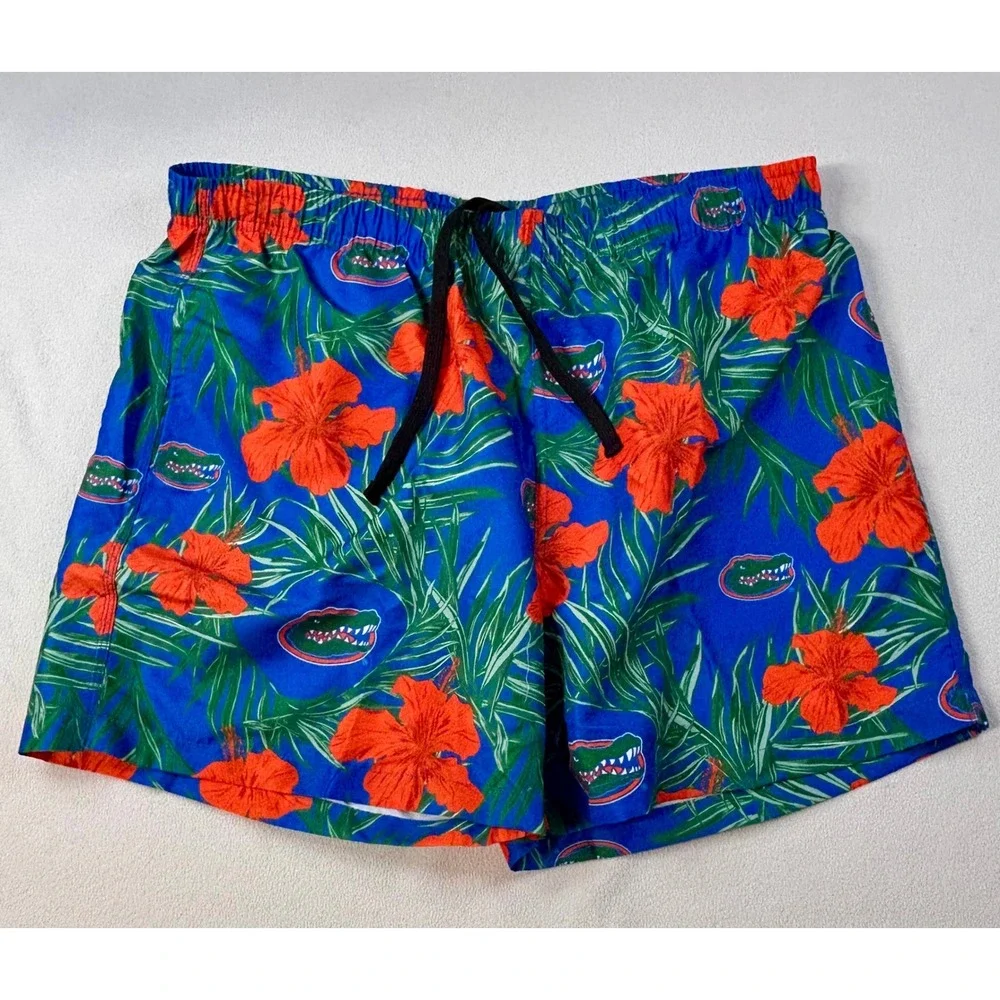 UNIVERSITY of FLORIDA Gators Mens XL Swim Trunks Floral Tropical Blue Orange NWT